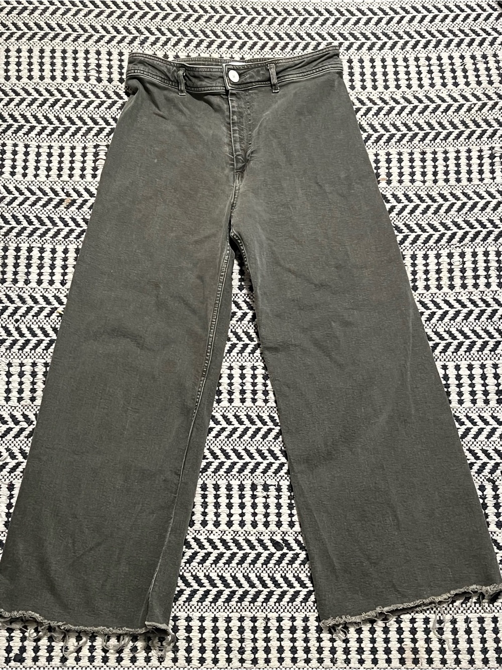 Zara Wide-Leg High-Rise Jeans - Grey Green